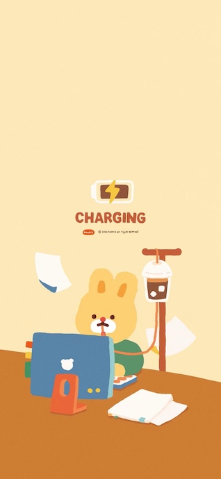 Büro-Hase Kaffee Aufladen - 4K Handy Wallpaper