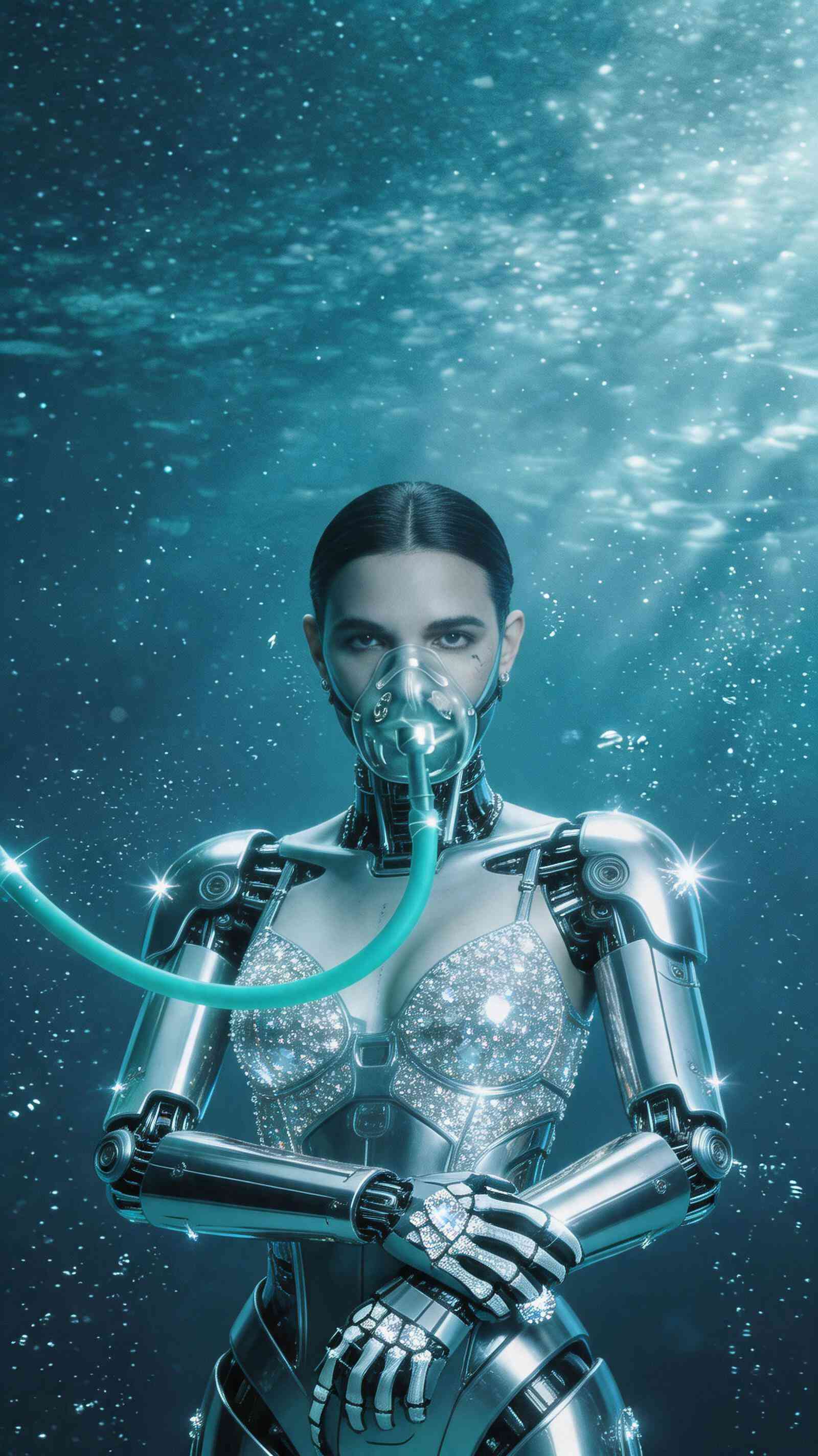 Underwater Android Cyborg - 4K Wallpaper