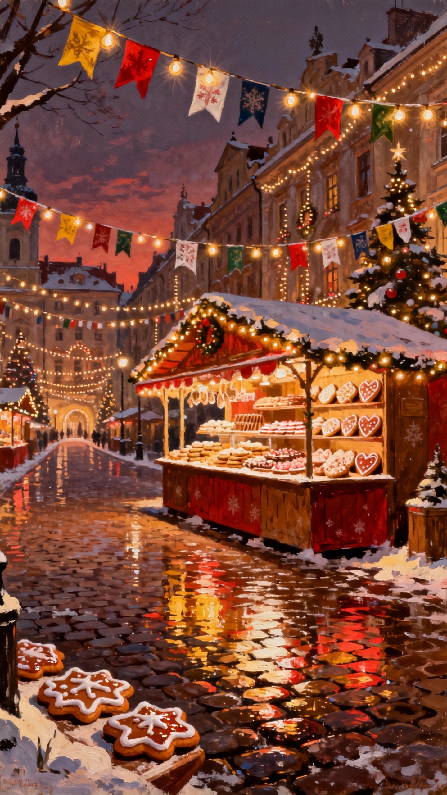 Mercado Navideño y Galletas - Fondo 4K