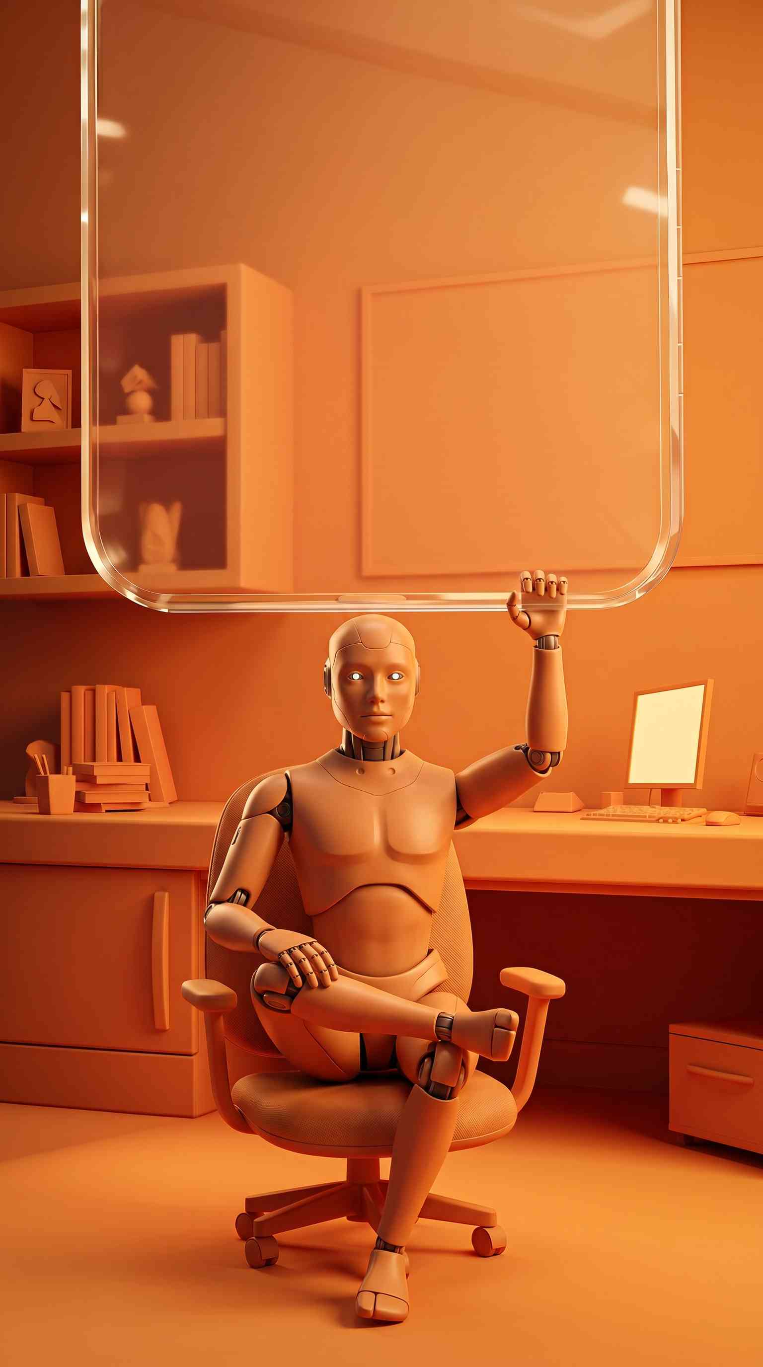 Robot Humanoïde Bureau - Fond d'écran 4K