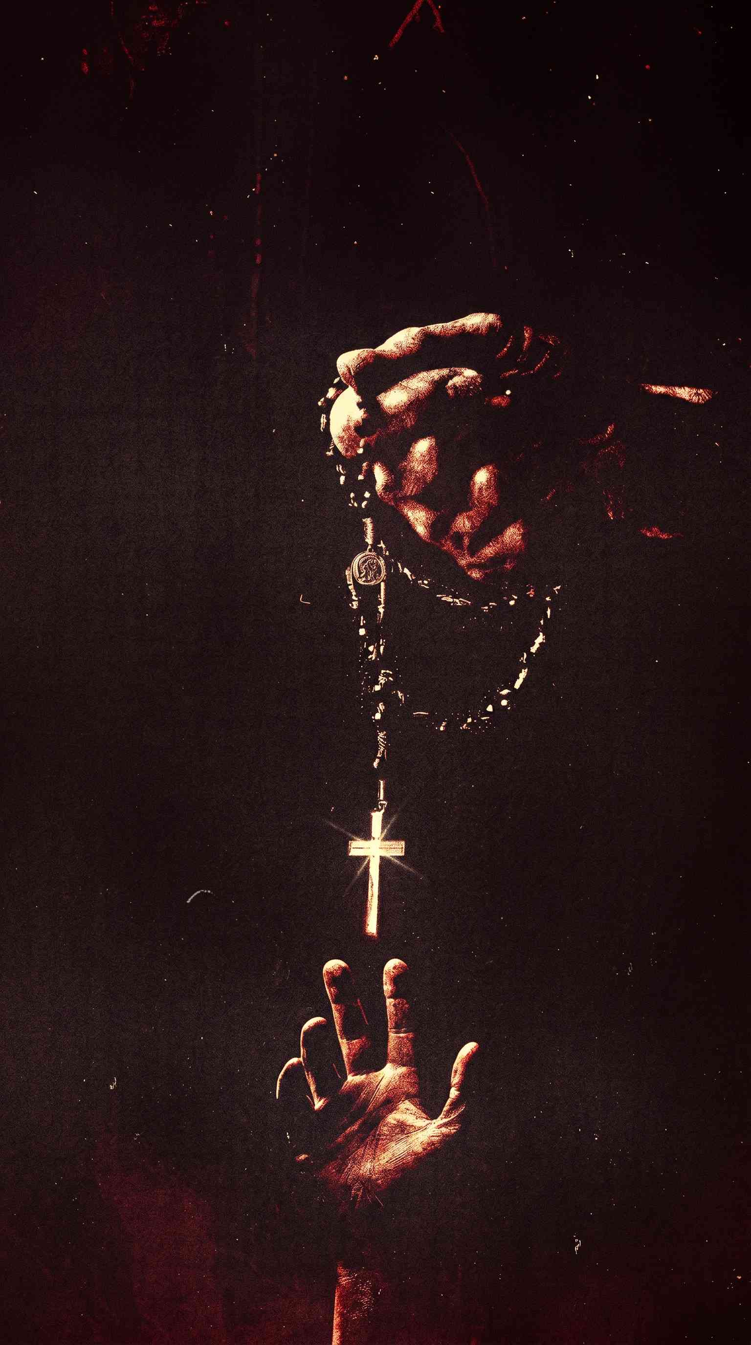 Praying Hands Rosary - 4K Phone Background