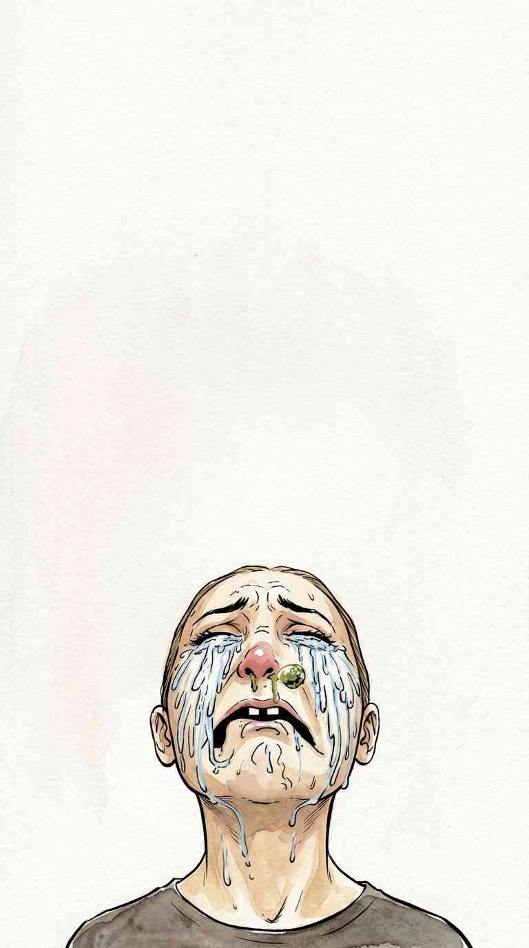 Crying Boy Illustration - 4K Phone Background