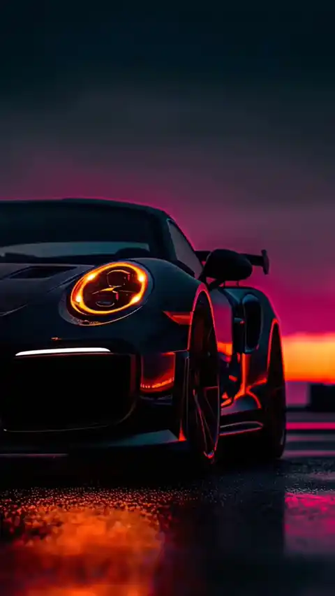 Porsche 911 Neon Sunset - Live Wallpaper