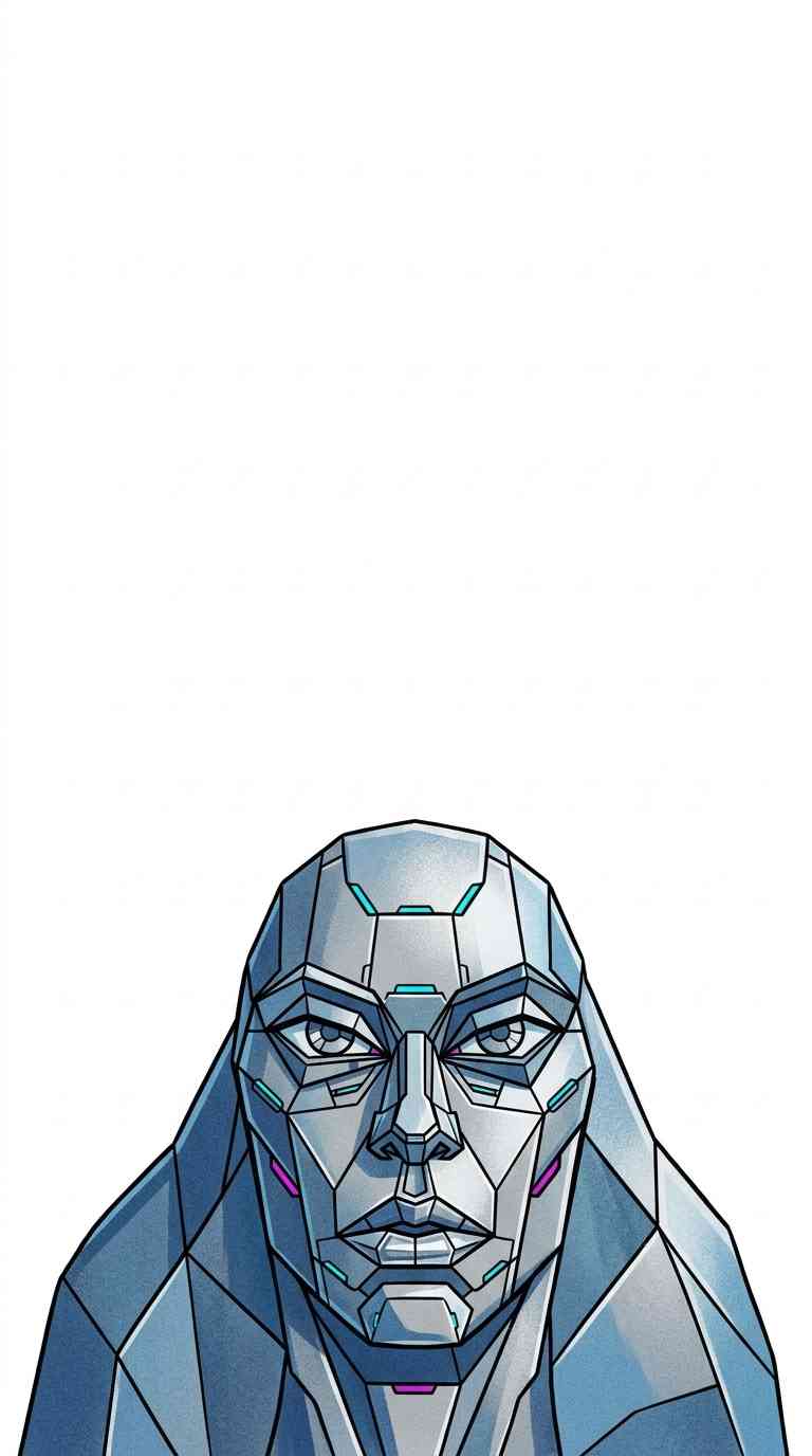 Cybernetic Robot Head - 4K Phone Background