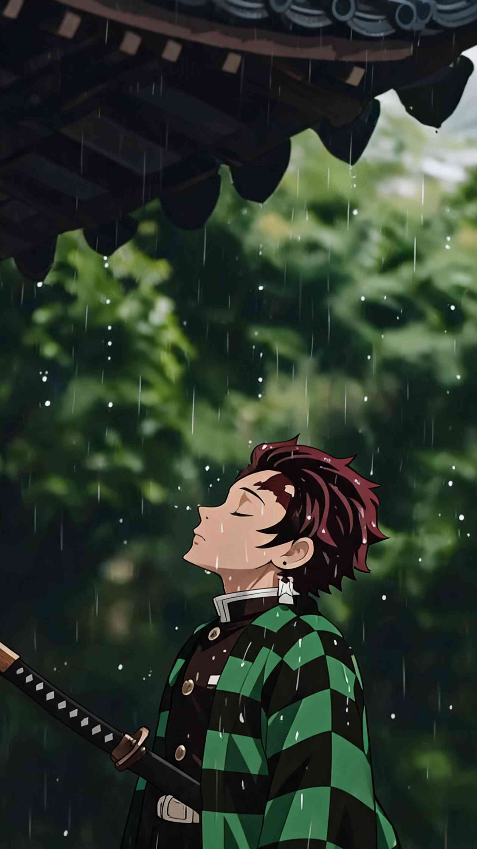 鬼滅の刃 竈門炭治郎 雨の日 4K壁紙