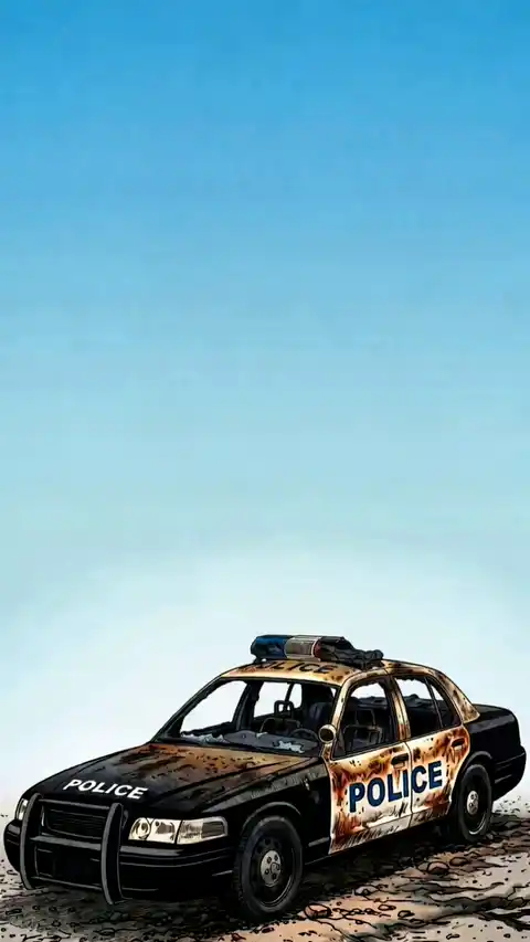 Abandoned Police Car Comic - Live Wallpaper