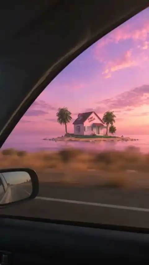 Dragon Ball Kame House Pink Sonnenuntergang Live Wallpaper