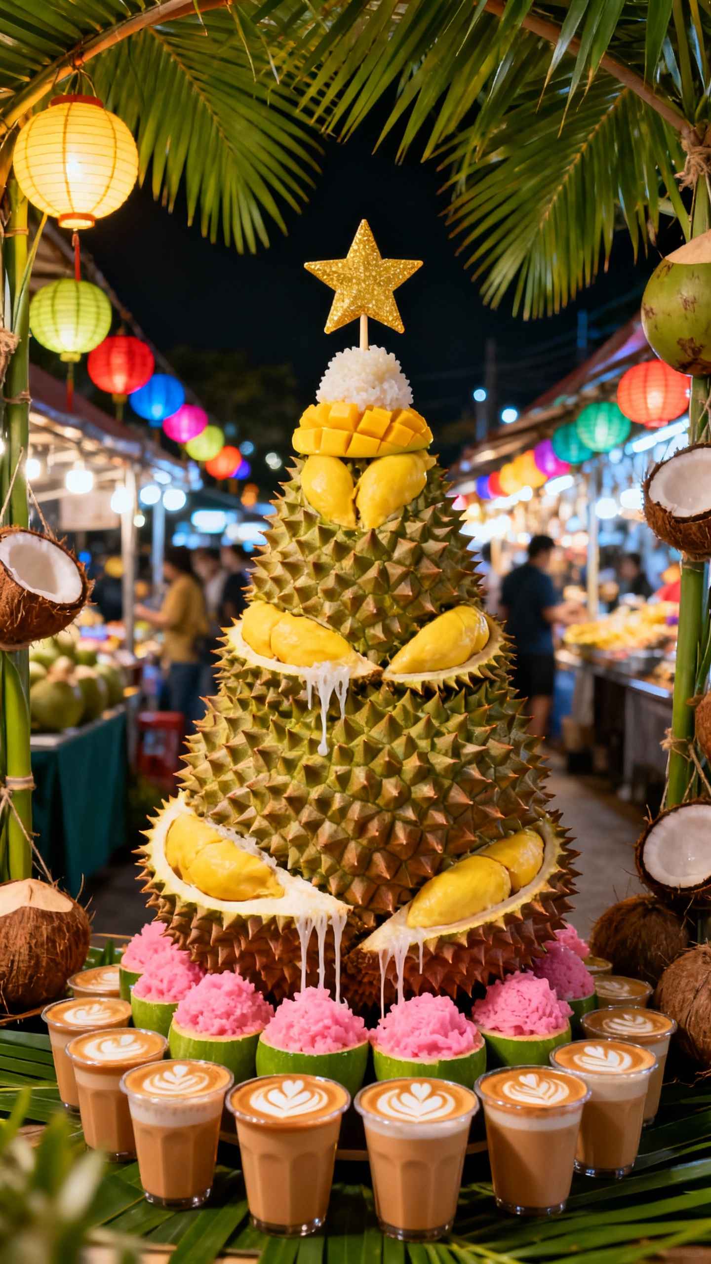 Tropischer Durian Weihnachtsbaum - 4K Hintergrundbild