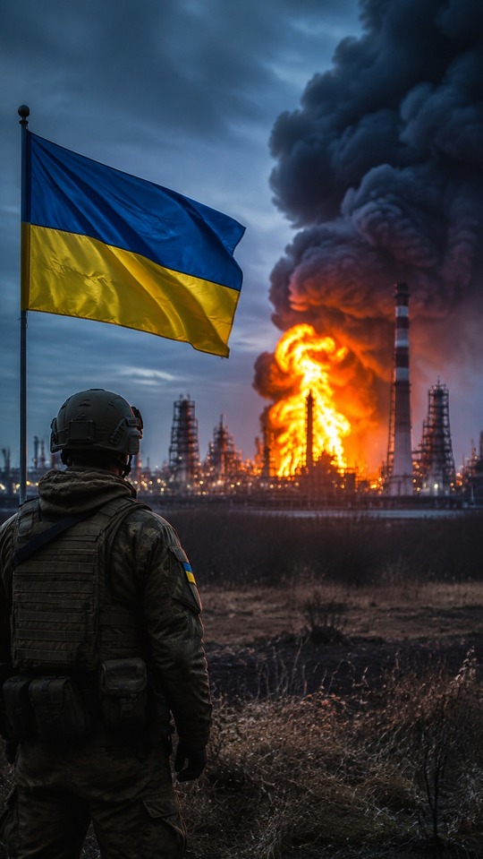 Ukraine Refinery Strike - 4K Phone Background