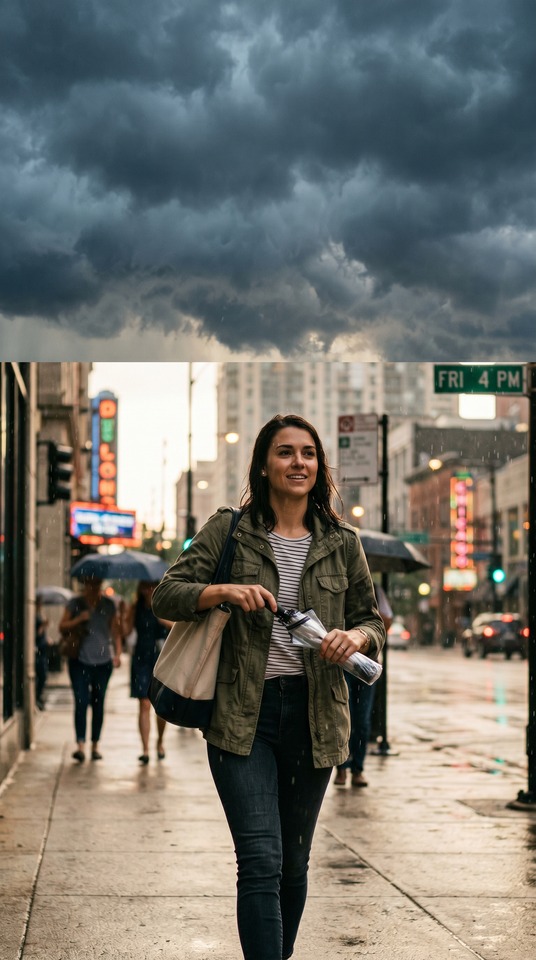 Friday Stormy City Rain - 4K Background