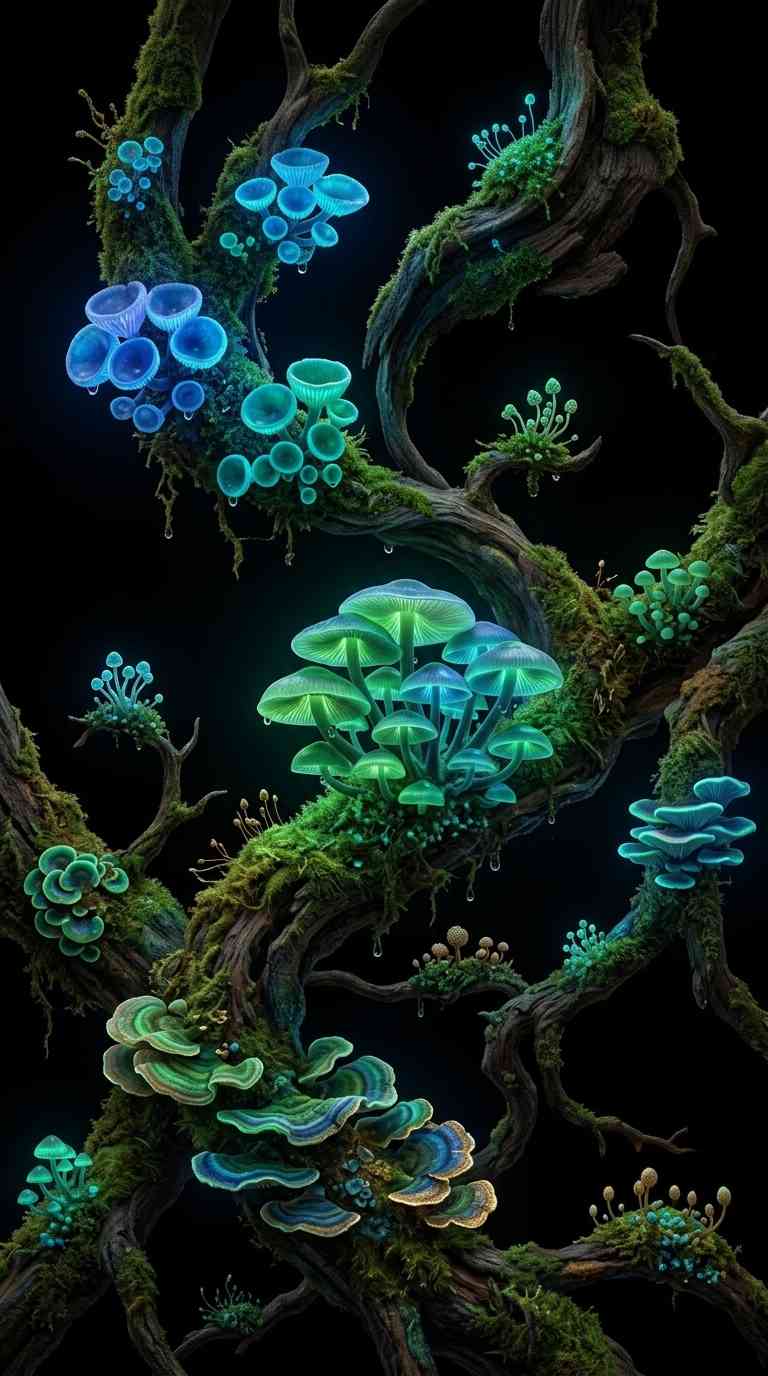 Champignons Lumineux Fantaisie - Arrière-plan 4K