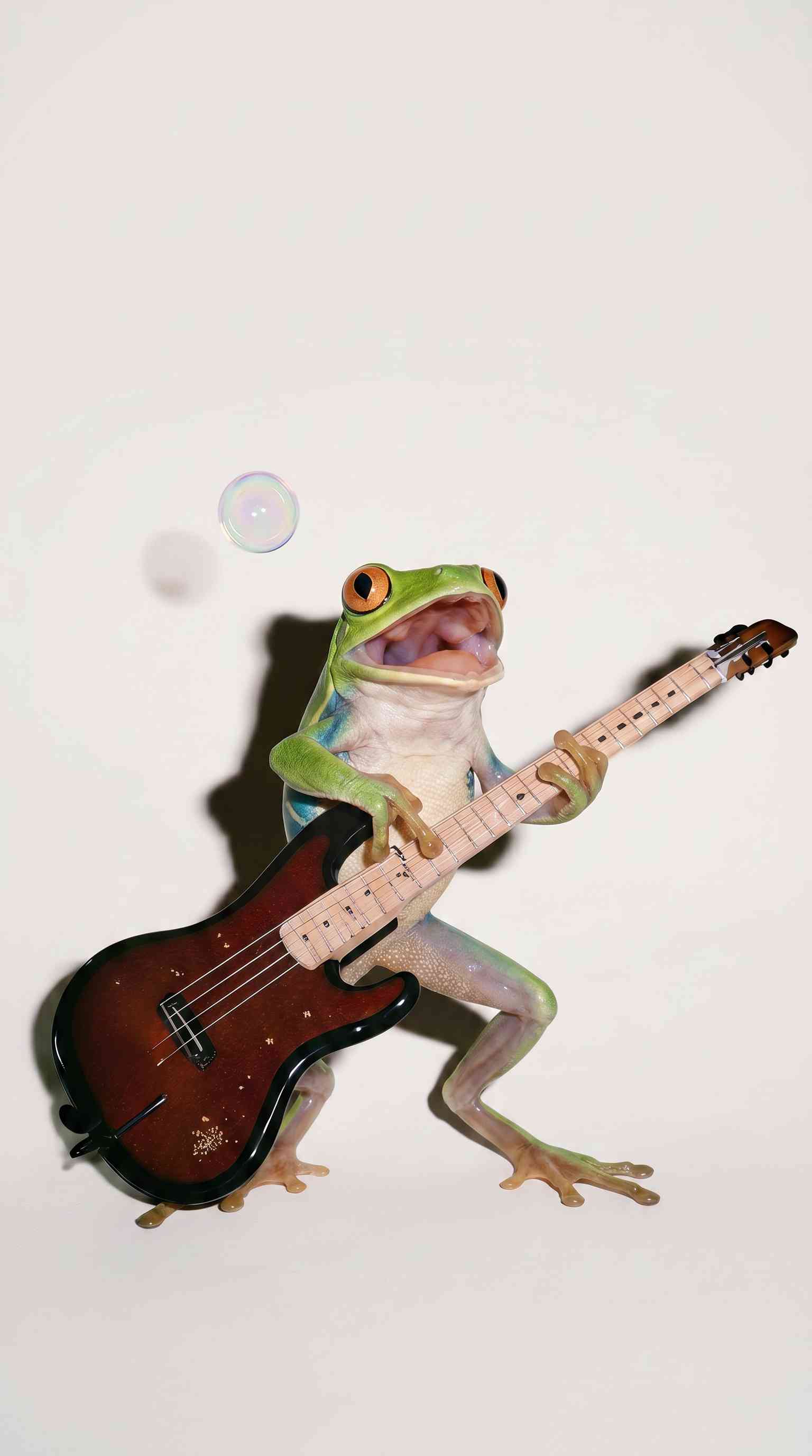 Frog Playing Guitar - 4K Phone Wallpaper