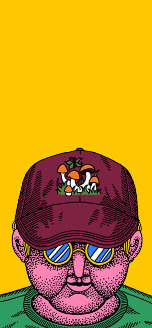 Illustration Homme au Bonnet Champignon - Fond d'Écran 4K