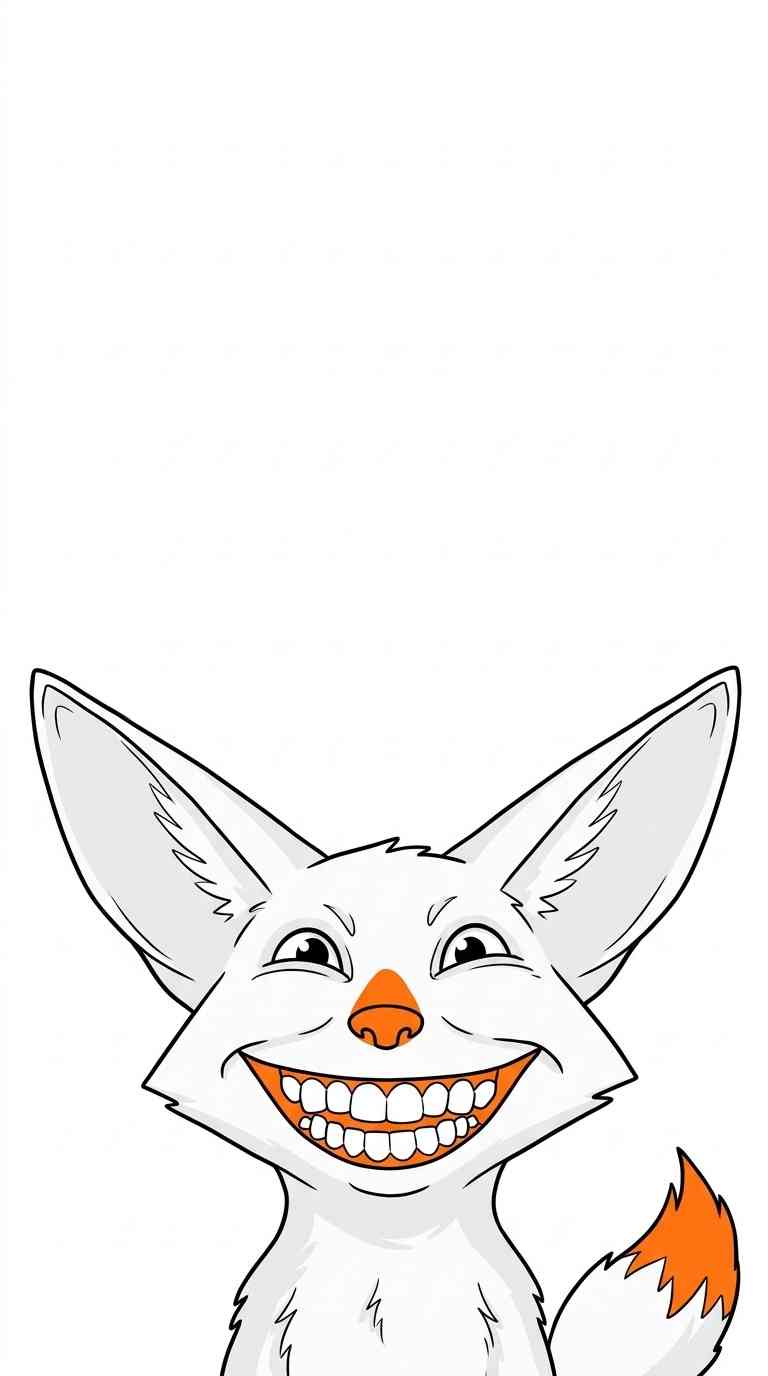 Grinsender Weißer Fuchs - 4K Hintergrundbild