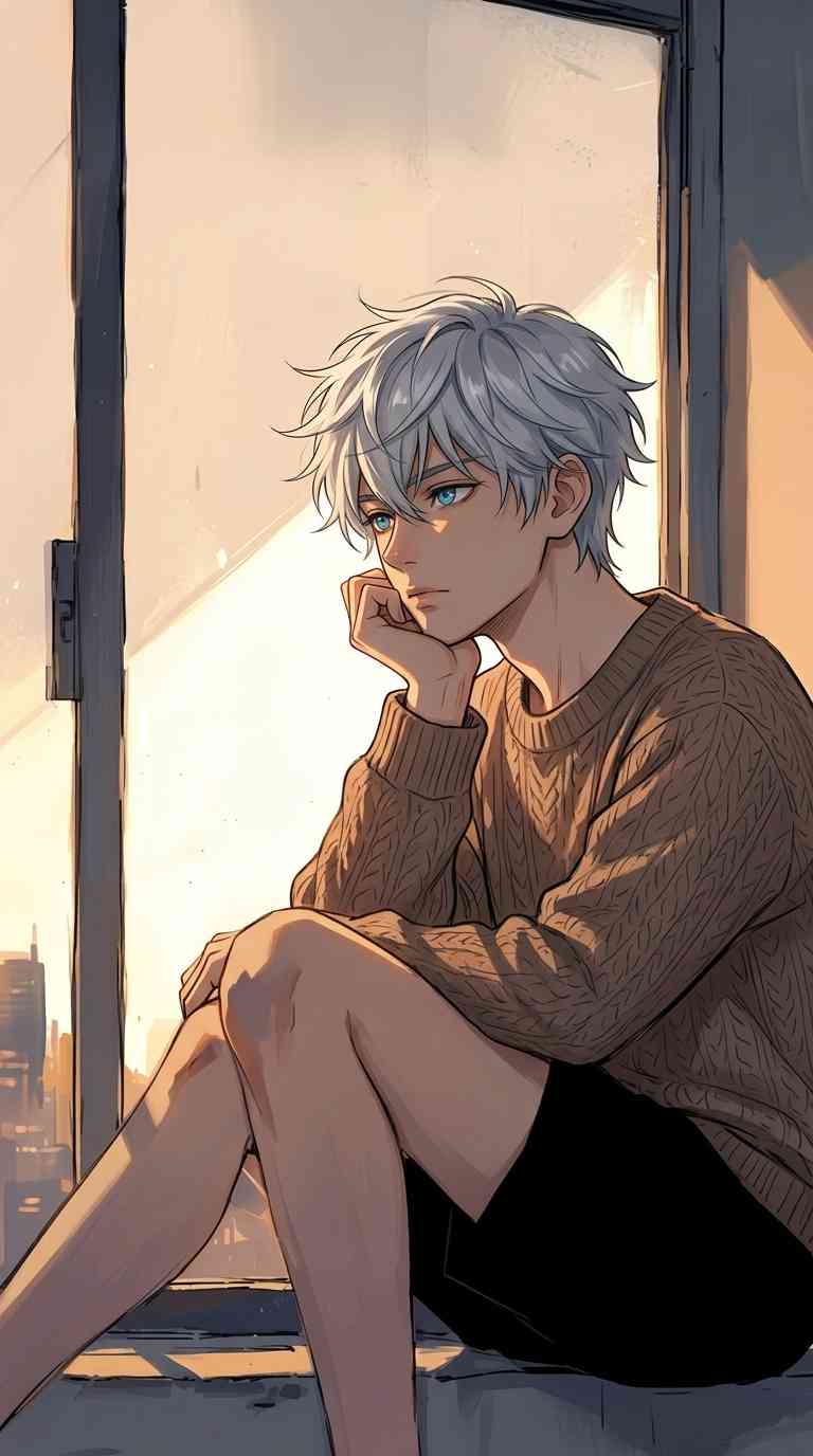 Chico Anime Pelo Blanco - 4K Fondos para Celular