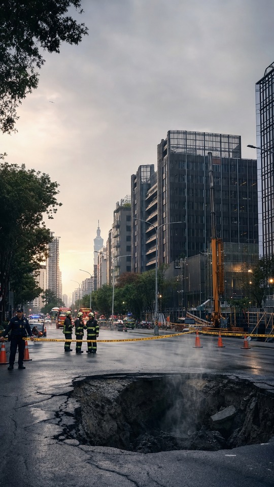 Dunhua North Road Sinkhole Incident - 4K Phone Background