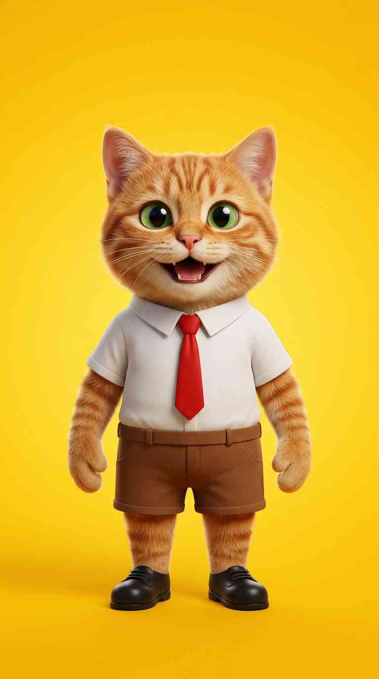 Chat Roux Étudiant 3D - Fonds d'écran 4K