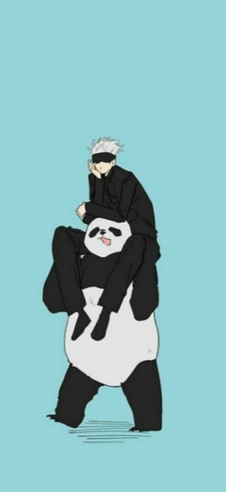 Satoru Gojo & Panda Minimalistisch - 4K Handy Wallpaper