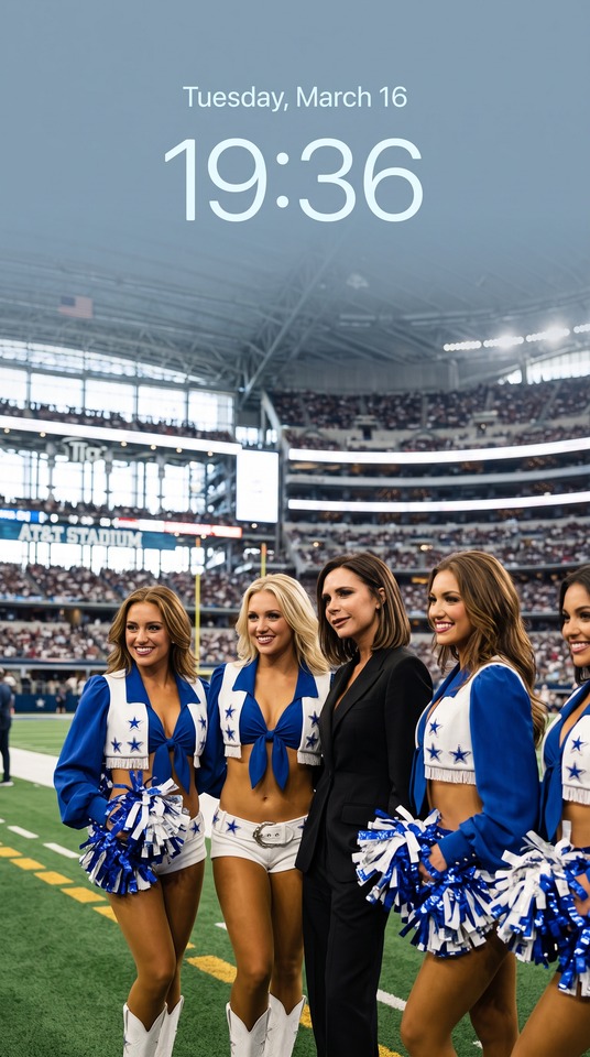 Victoria Beckham & Dallas Cowboys Cheerleaders - 4K Hintergrundbild