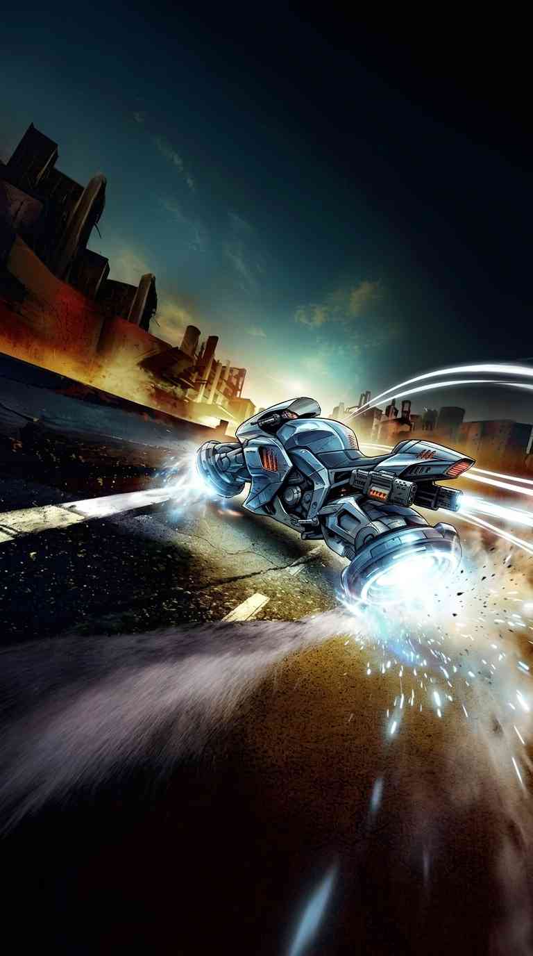 Cyberpunk Hoverbike Racing - 4K Mobile Background