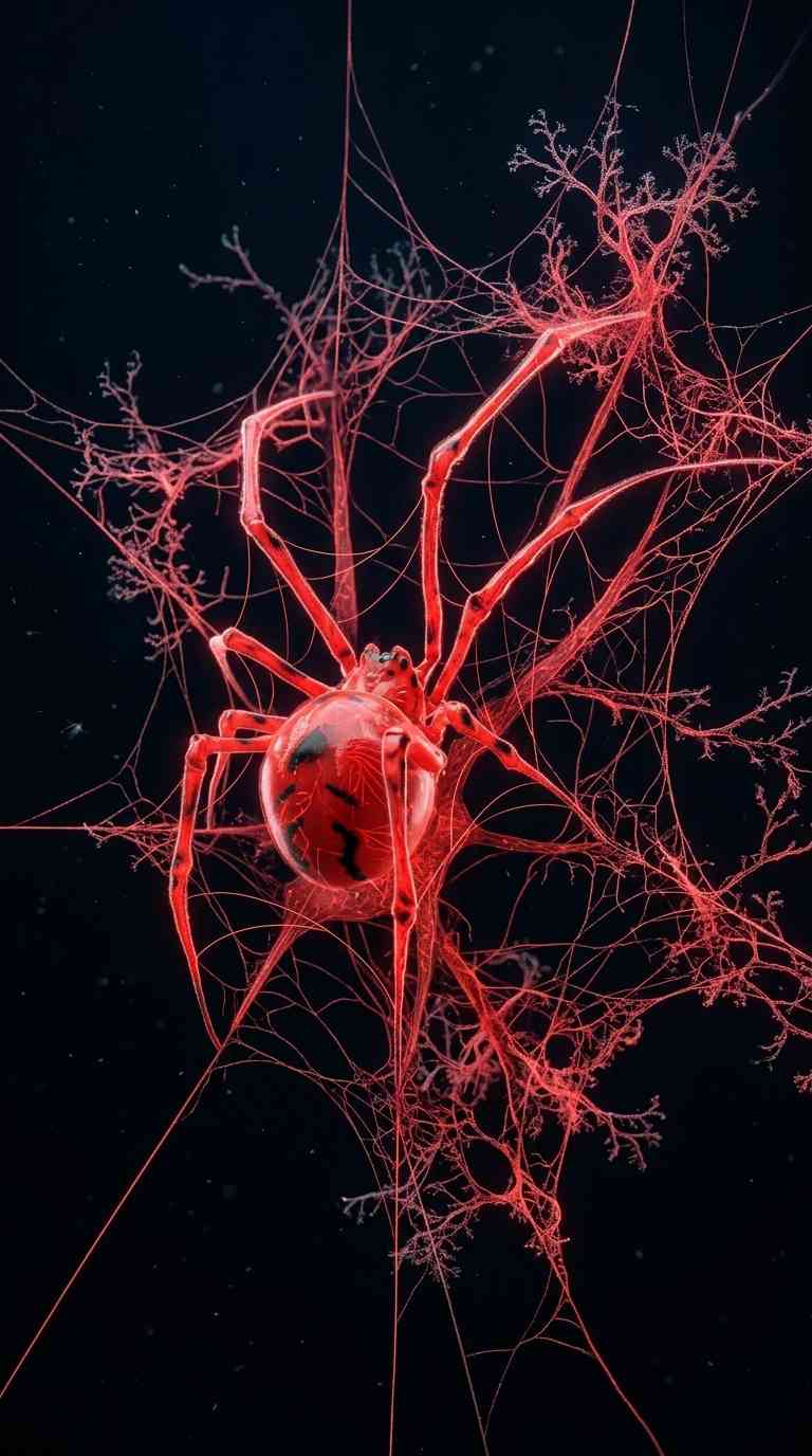 Rote Spinne im Netz - 4K Hintergrundbild