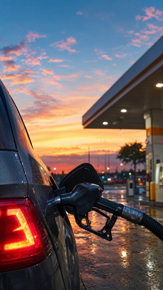 Petrol Station at Sunset - 4K Mobile Background