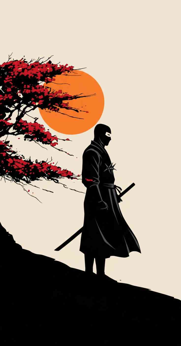 Ninja Shinobi Minimalista - Fondo de Pantalla 4K