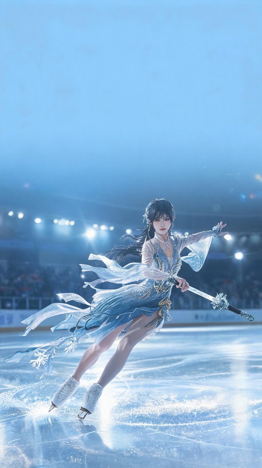 Touken Ranbu Ice Blade (Ro-Chike) Skating - 4K Wallpaper
