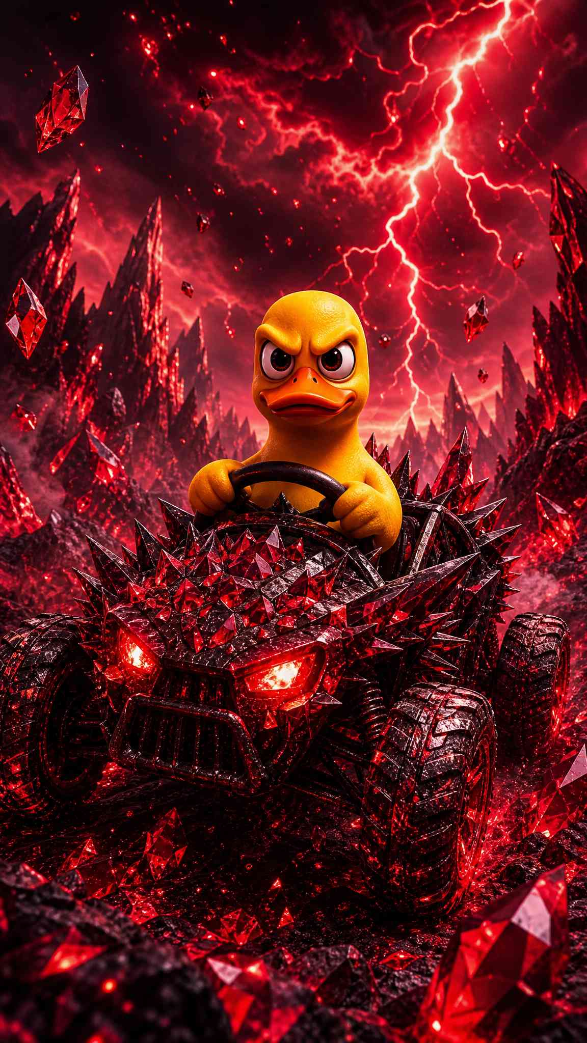 Angry Rubber Duck Crystal Truck - 4K Wallpaper