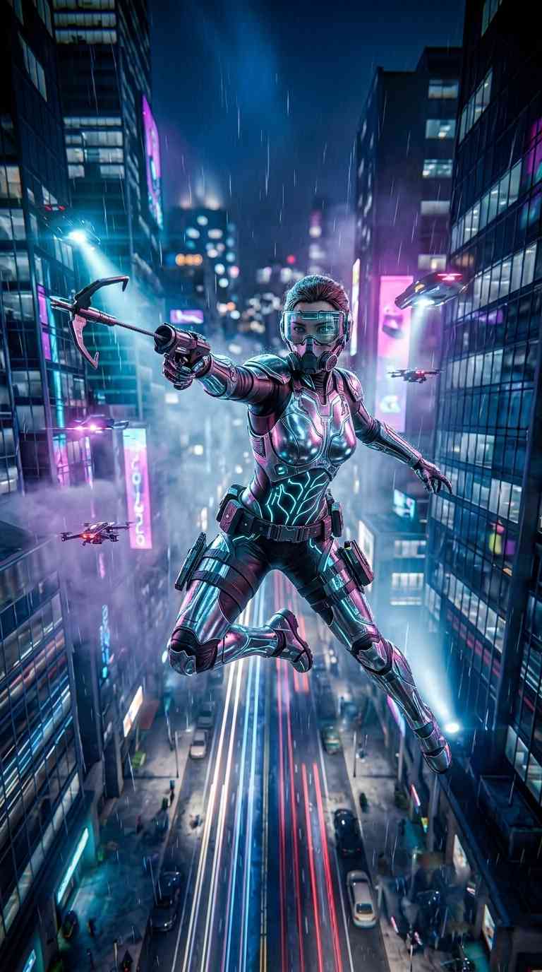 Cyberpunk Soldatin - 4K Handy Wallpaper