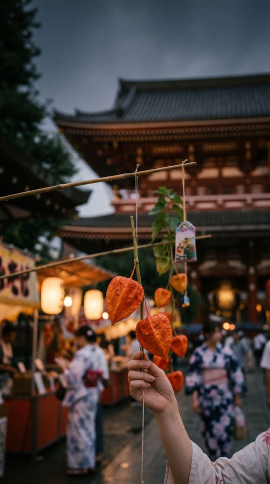 Hozuki-ichi Ground Cherry Festival - 4K Phone Wallpaper