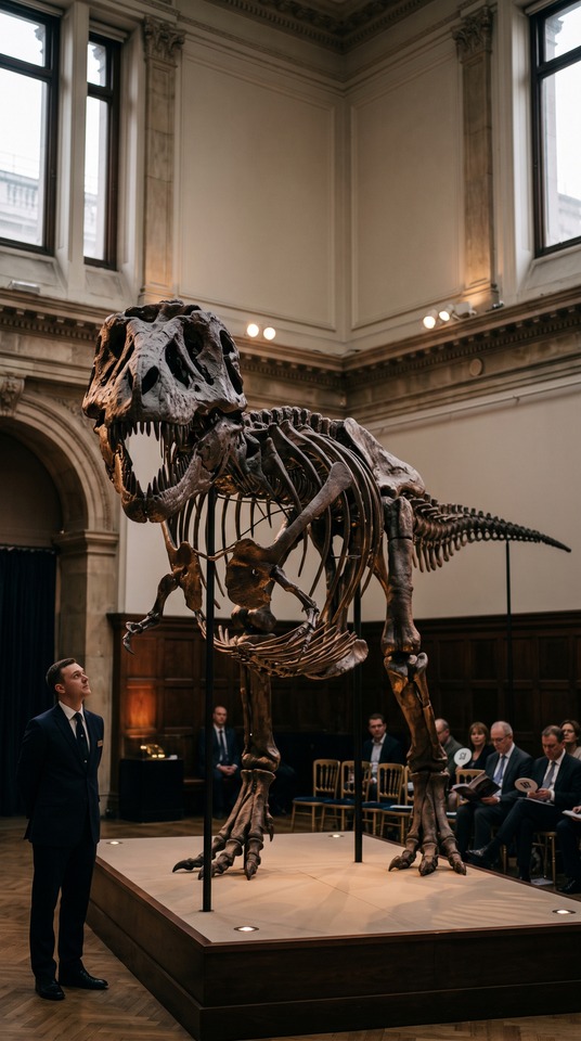 T Rex Fossil Auction - 4K Mobile Wallpaper