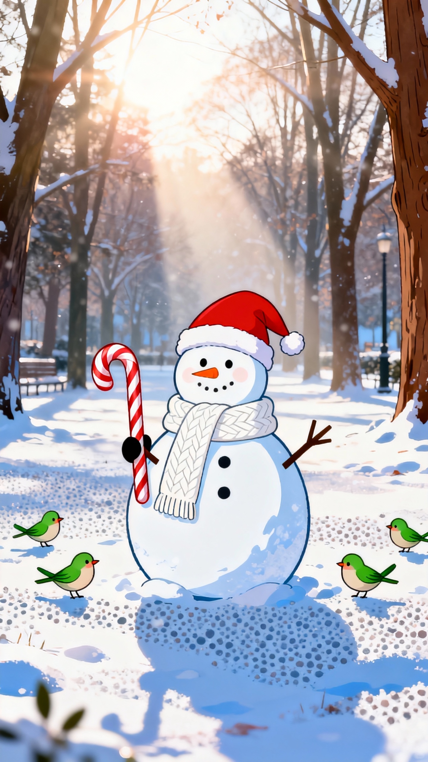 Weihnachtlicher Schneemann - 4K Handy Wallpaper