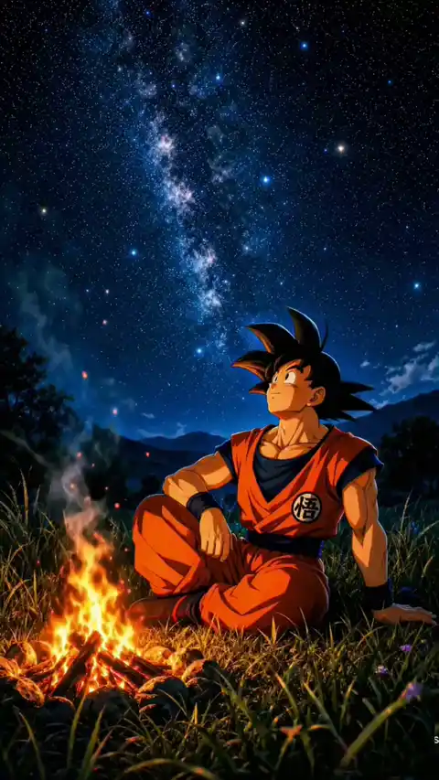 Goku Dragon Ball Lagerfeuer & Galaxy Live Wallpaper