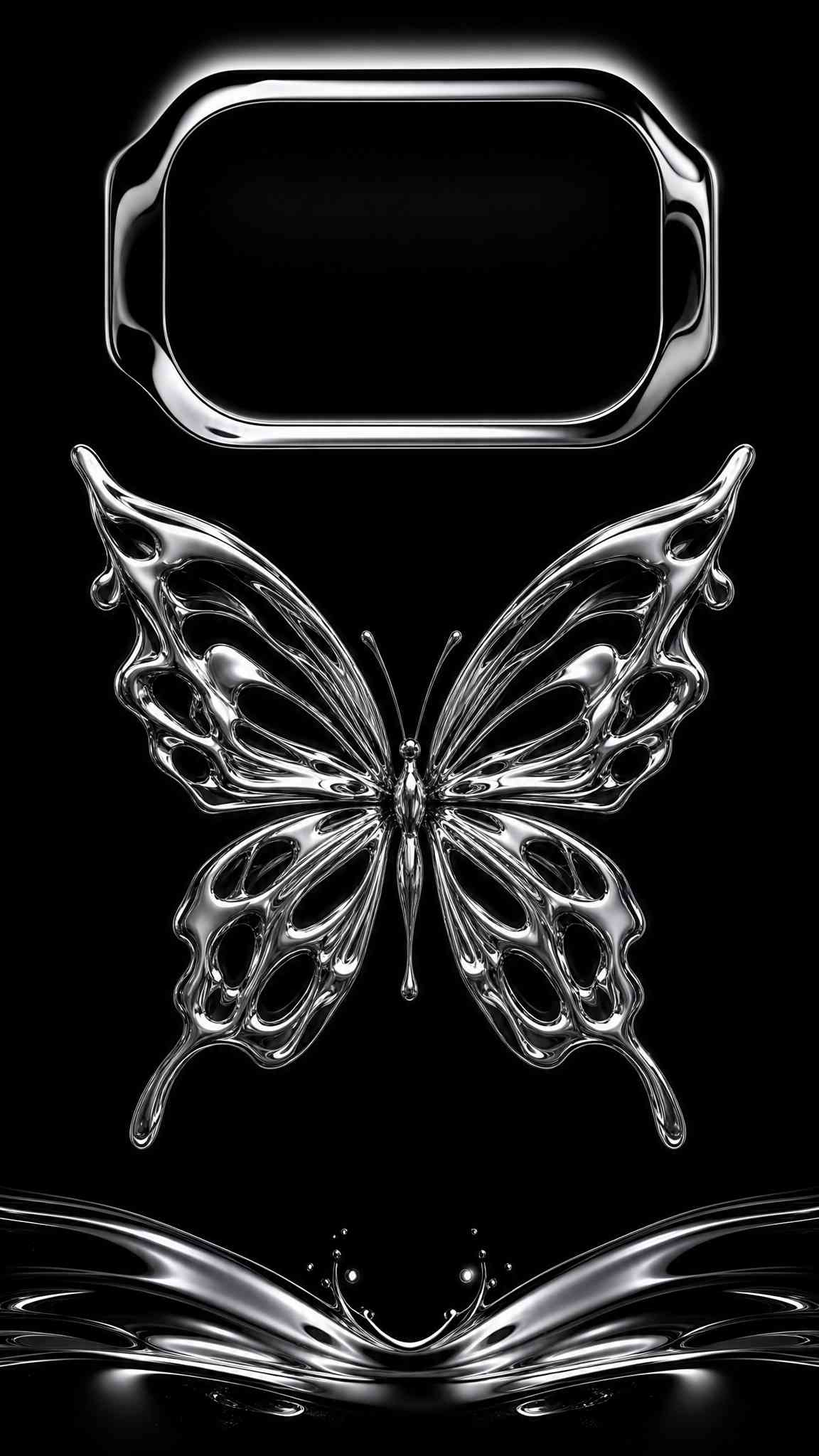 Chrome Butterfly Liquid Metal - 4K Wallpaper