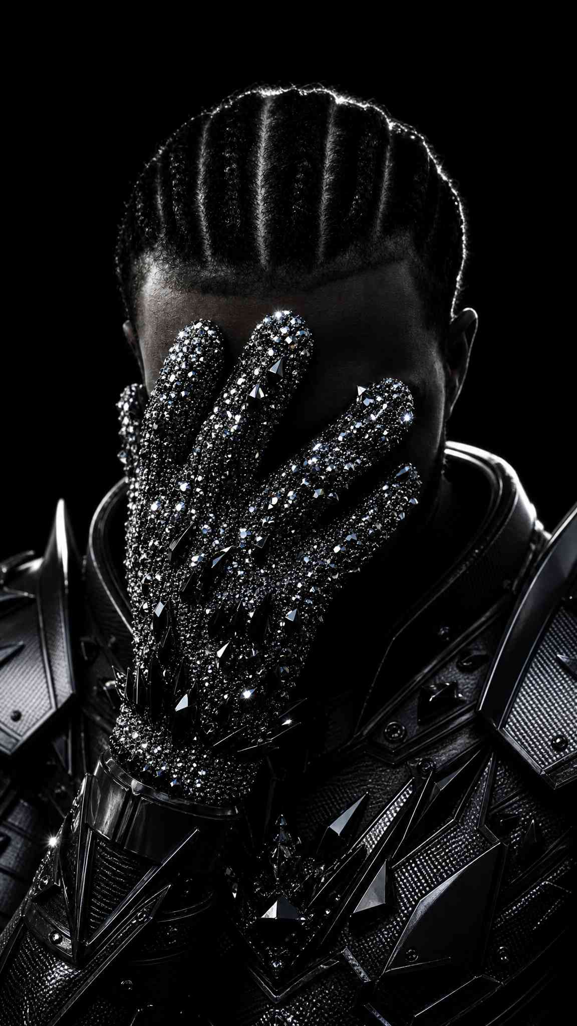 Man in Jeweled Glove & Black Armor - 4K Wallpaper