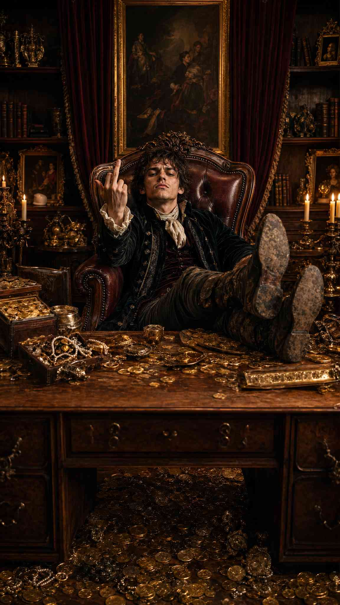 Defiant Aristocrat with Gold Treasure Wallpaper