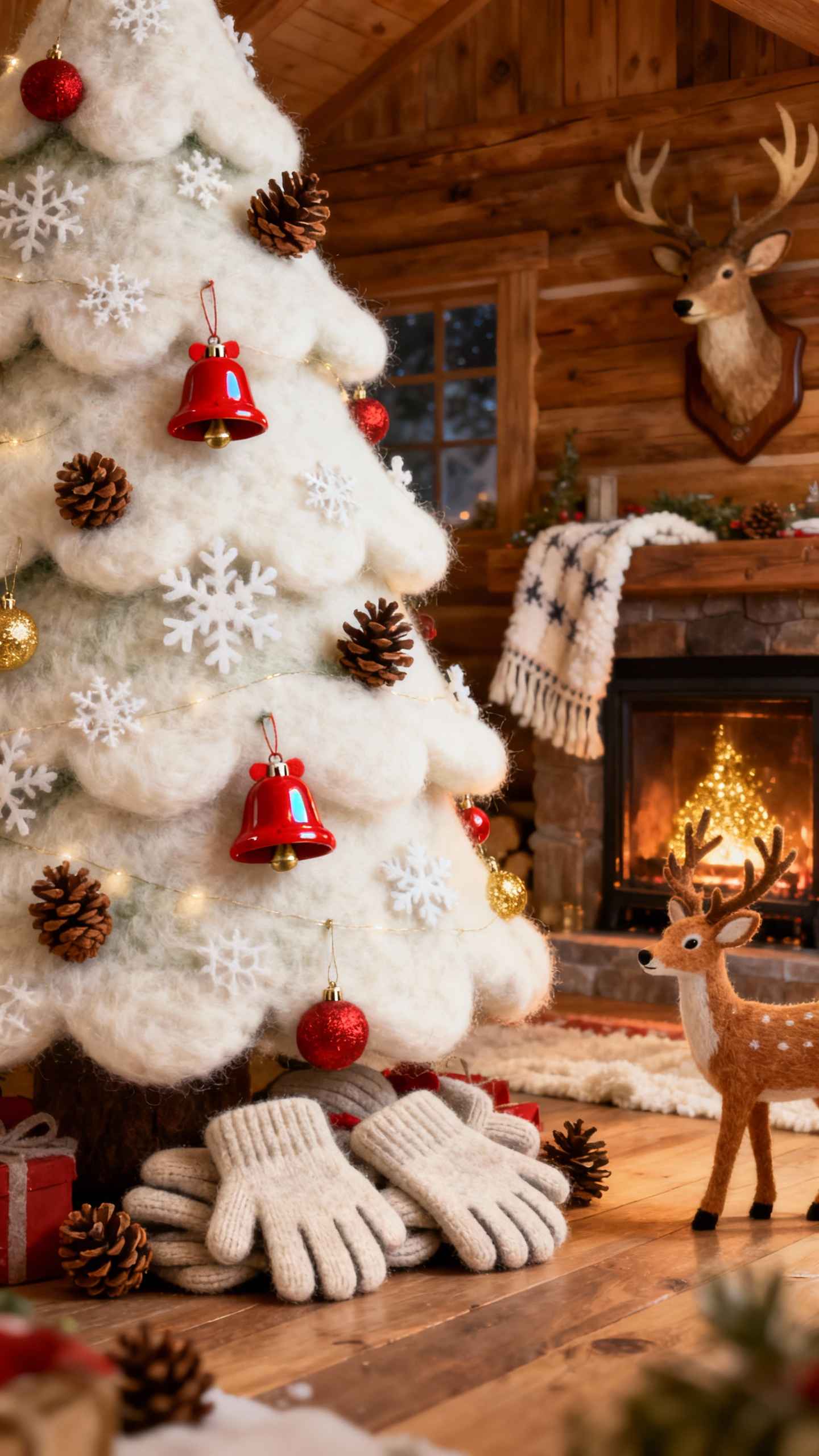 Rustikaler Filz-Weihnachtsbaum - 4K Handy Wallpaper