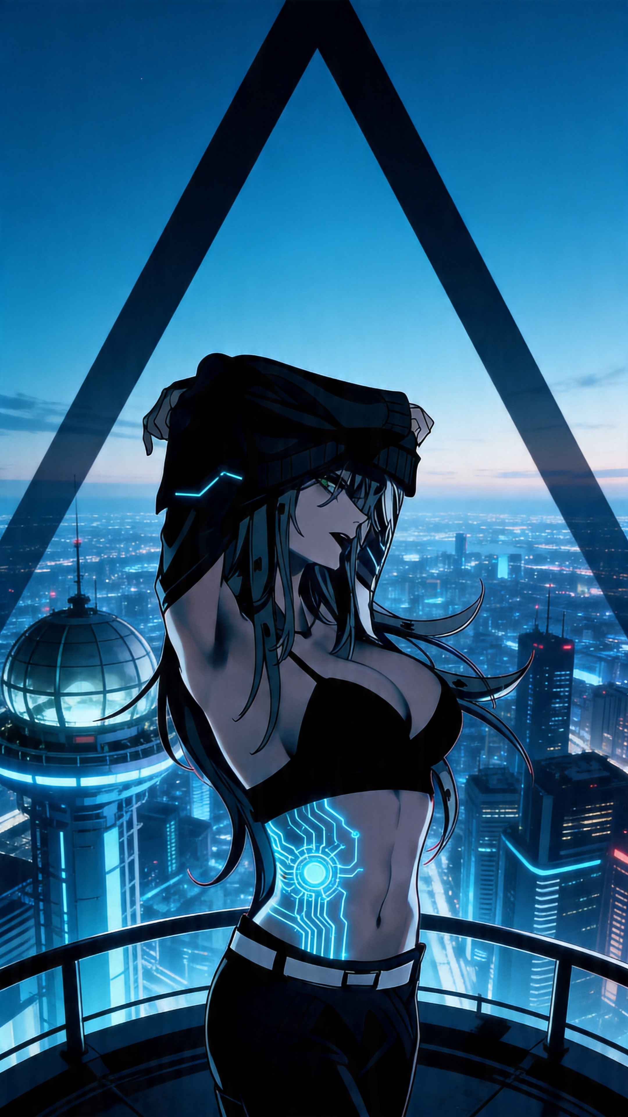 Cyberpunk Anime Girl Cityscape - 4K Wallpapers