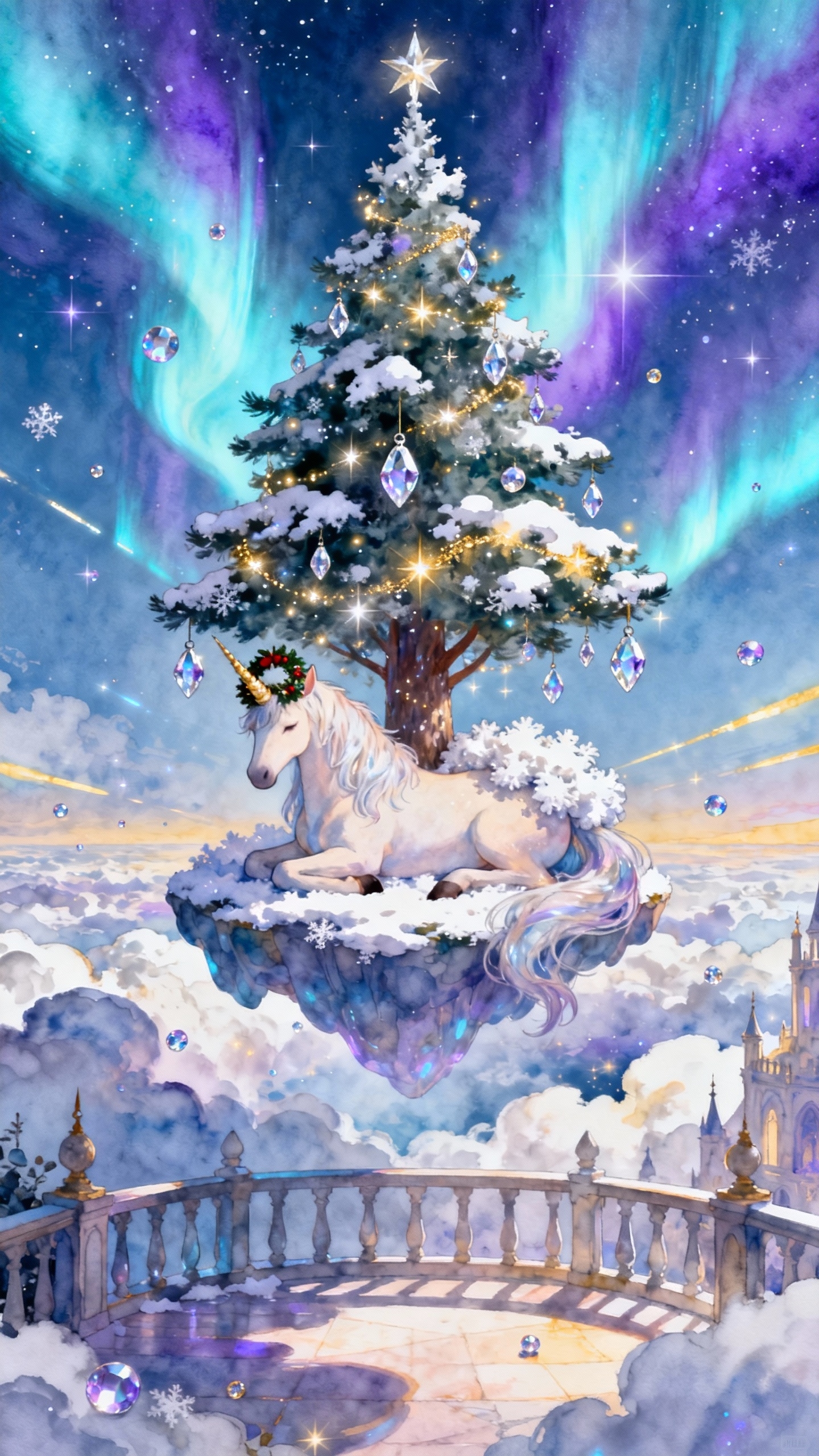 Licorne Fantaisie de Noël - Fond d'Écran 4K