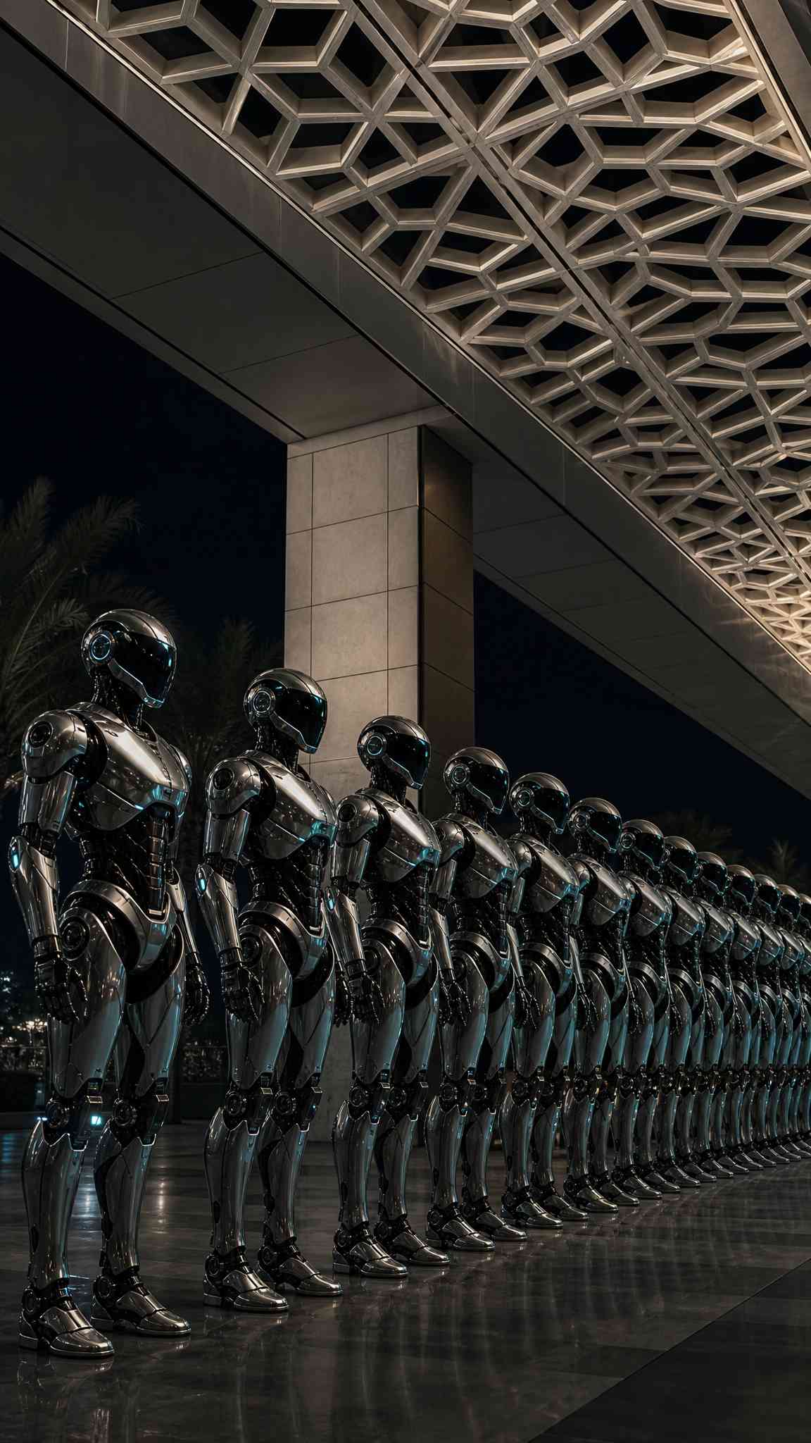 Futuristic Android Army - 4K Mobile Background
