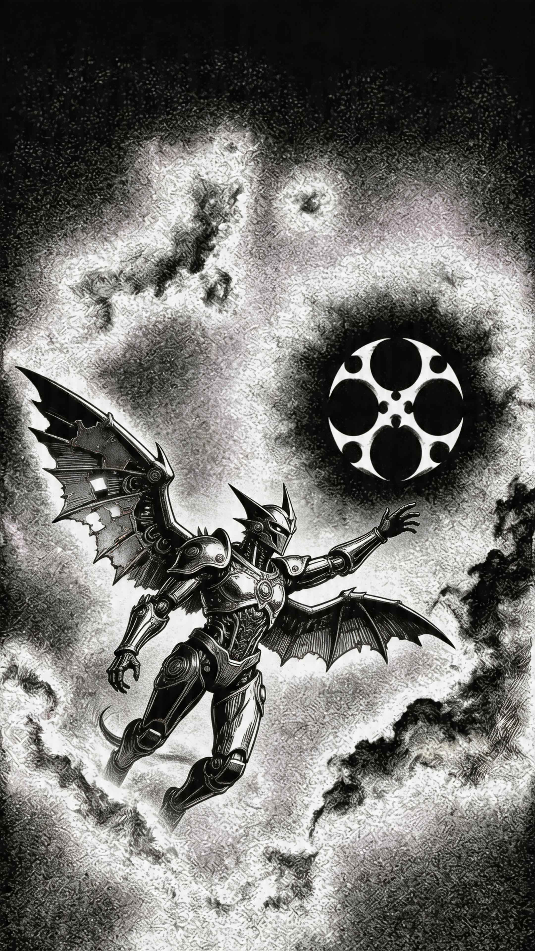 Mecha Bat Knight Ink Art - 4K Wallpapers