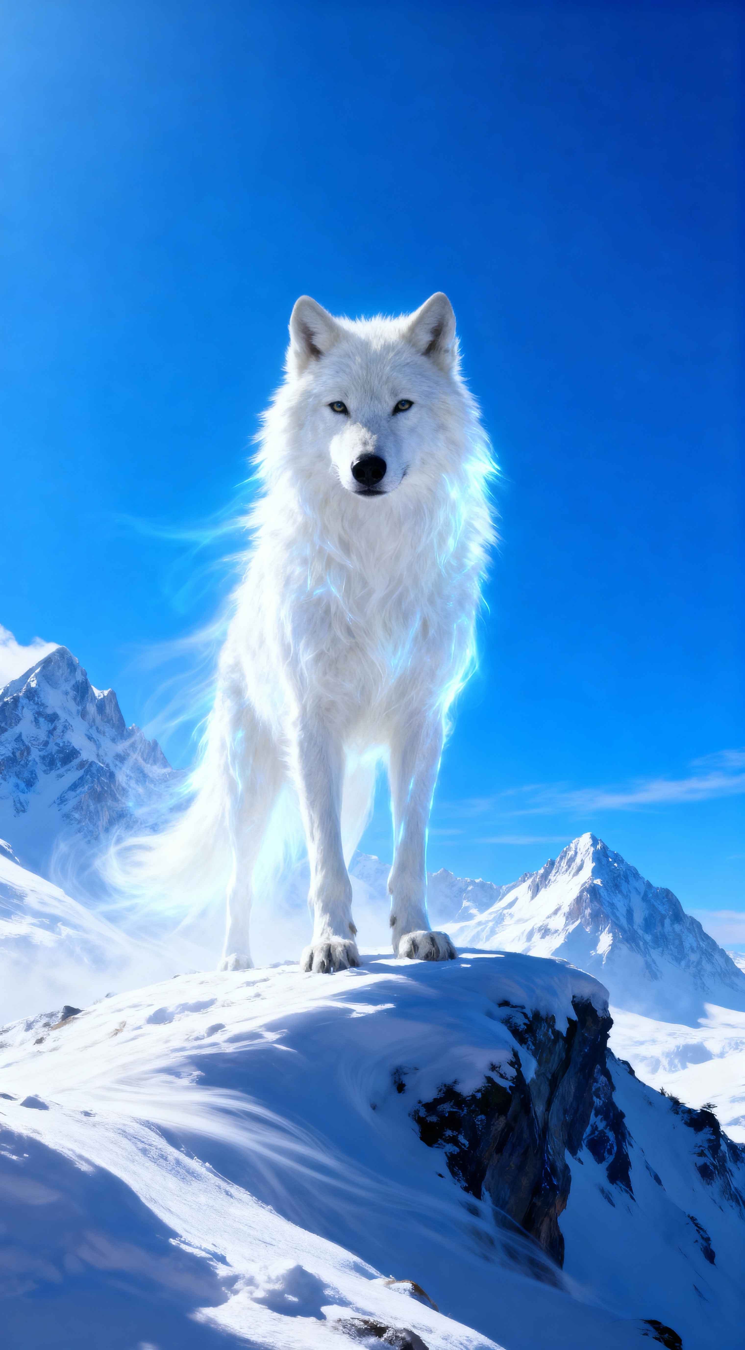 Weißer Wolf Fantasie - 4K Handy Wallpaper