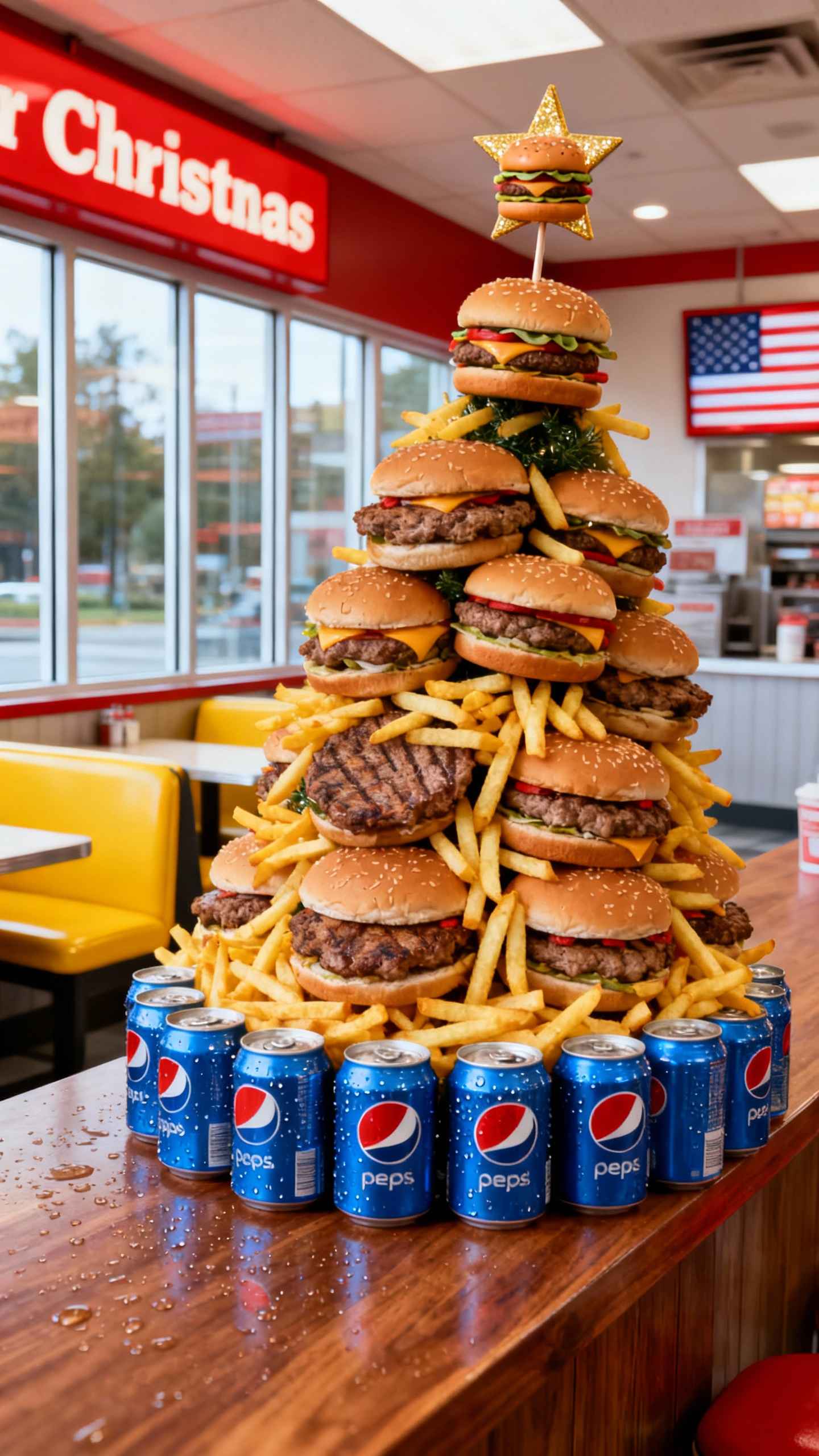 Kreativer Burger Weihnachtsbaum - 4K Bilder