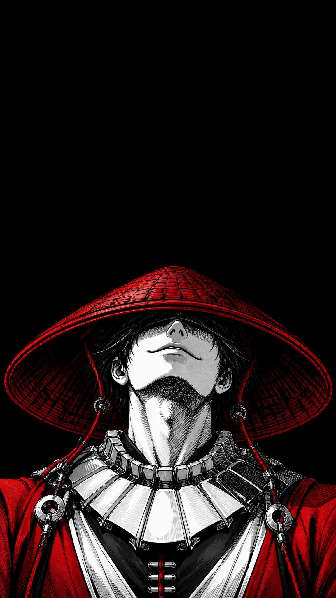 Samurai Ronin Red Hat - 4K Mobile Wallpaper