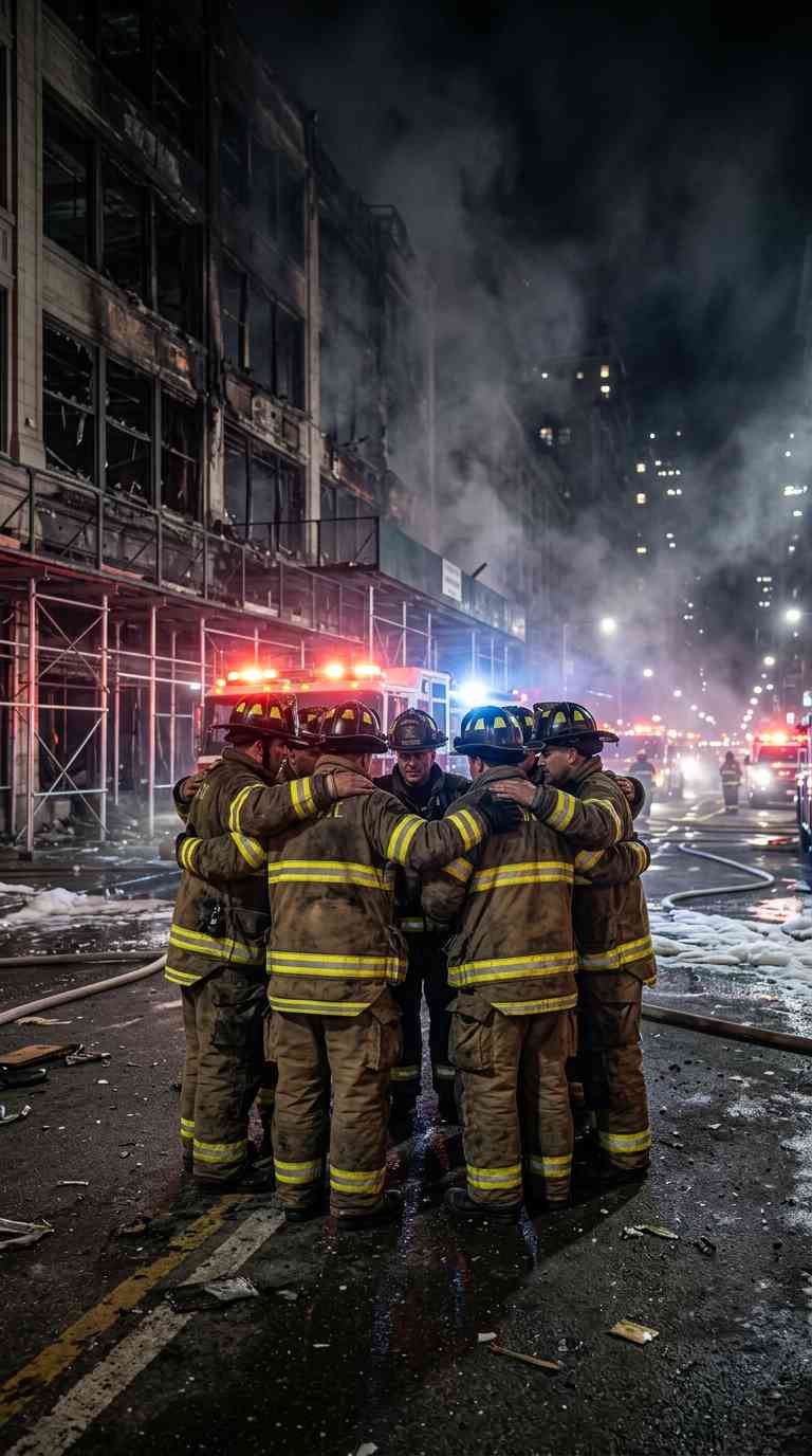 Feuerwehrleute Huddle Kinoreif - 4K Handy Wallpaper