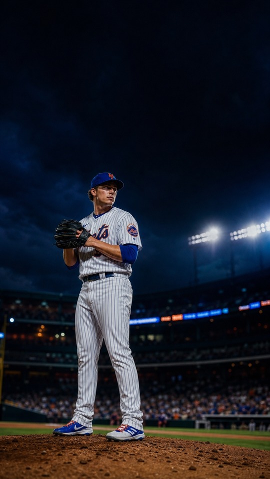 Mets Score & Baseball Pitcher - 4K Phone Wallpaper