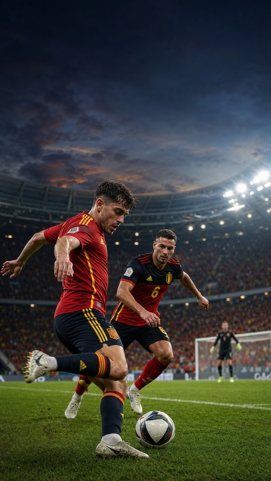 スペイン vs ベルギー サッカーアクション - 4K壁紙