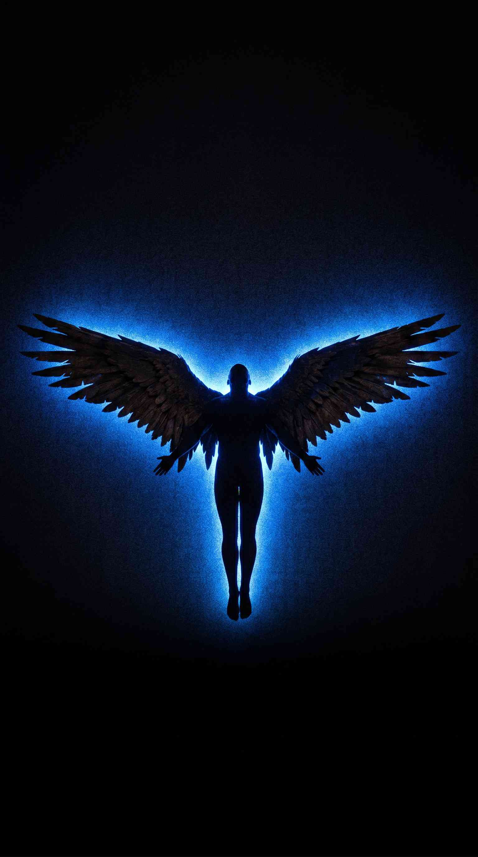 Winged Angel Silhouette - 4K Phone Background
