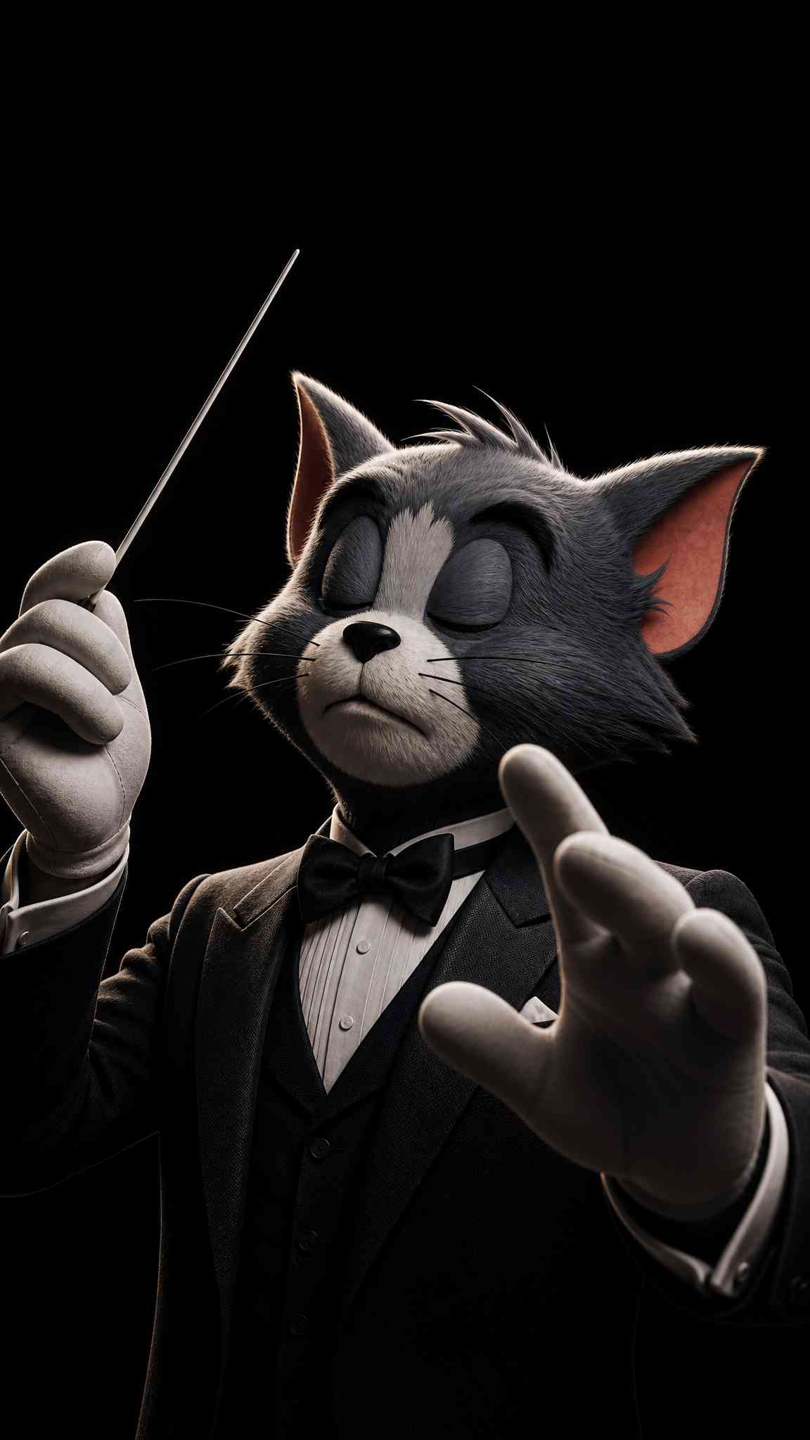 Tom Cat Conductor 3D - 4K Mobile Wallpaper